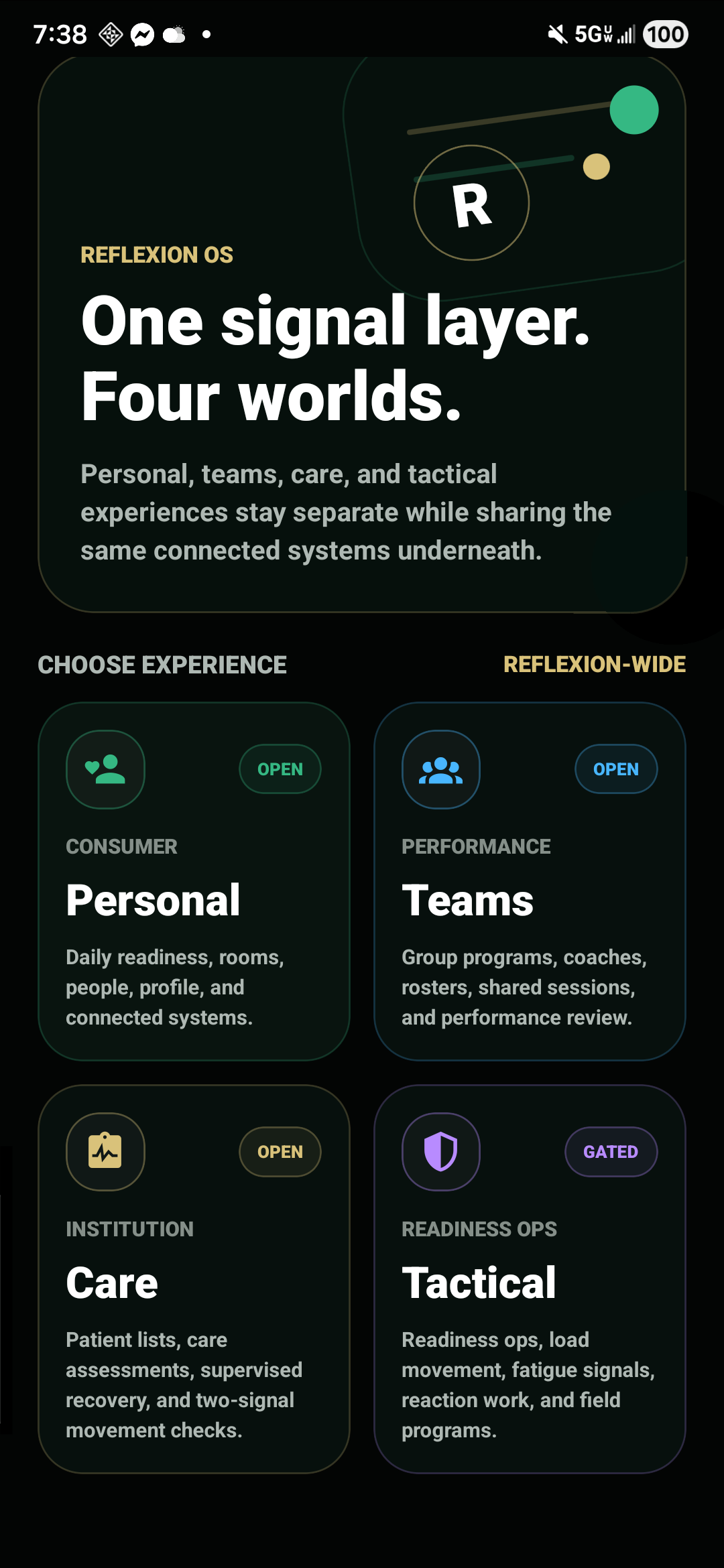 Reflexion platform interface preview